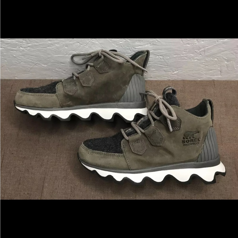 Sorel Olive and Charcoal Ankle Booties